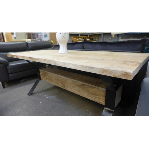 1479 - A large washed hardwood industrial style dining table