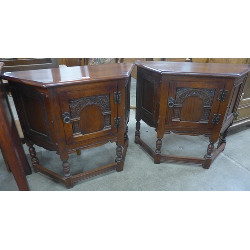 165 - A pair of Old Charm carved oak credence cupboards