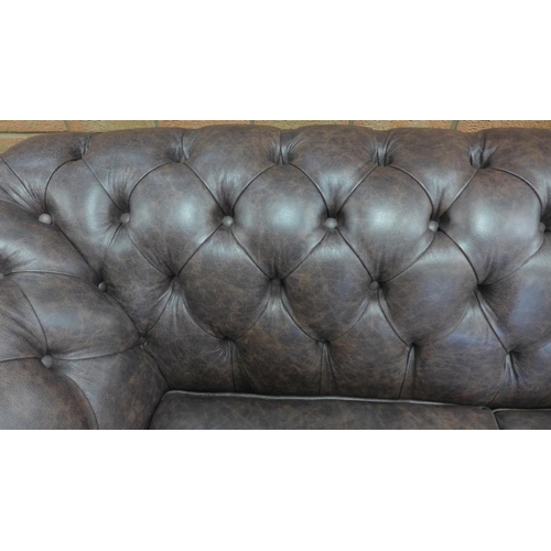 1353 - A Scholar chocolate distressed leather upholstered Chesterfield three seater sofa , RRP £2400 * this... 