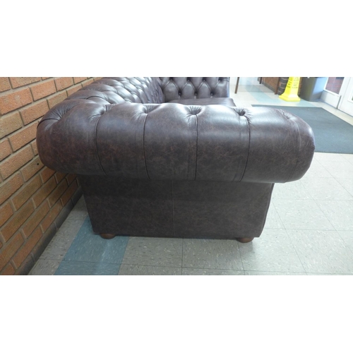 1353 - A Scholar chocolate distressed leather upholstered Chesterfield three seater sofa , RRP £2400 * this... 