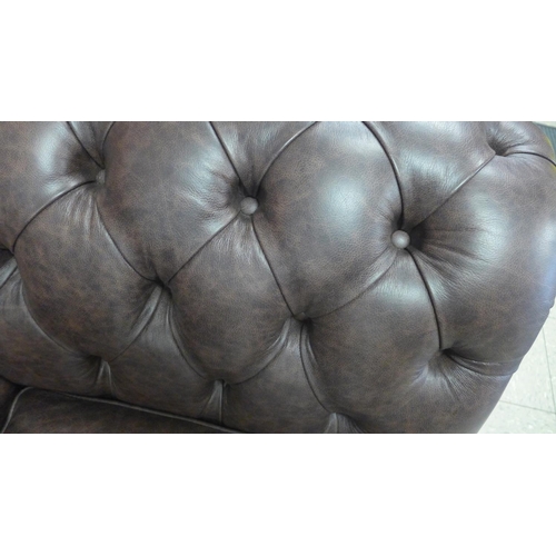 1353 - A Scholar chocolate distressed leather upholstered Chesterfield three seater sofa , RRP £2400 * this... 