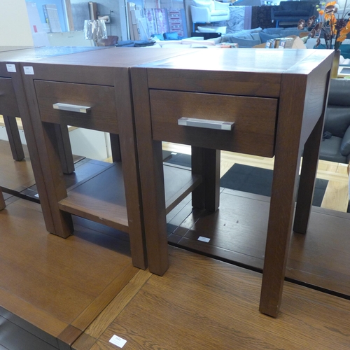 1606 - A pair of dark oak bedside tables * this lot is subject to VAT