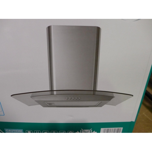 3025 - Matrix 60cm Curved Glass Chimney Cooker Hood - Model: MEP601SS, Original RRP £99.17 inc VAT H530xW60... 