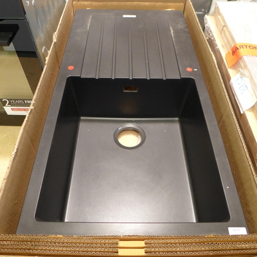 3054 - Messina Black Composite 1 Bowl Sink with Drainer (420-165) * This lot is subject to VAT