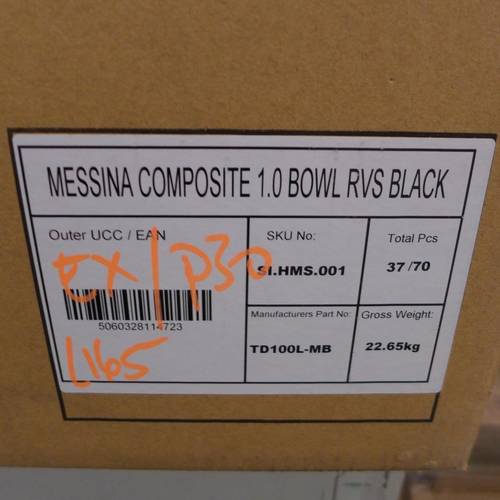 3054 - Messina Black Composite 1 Bowl Sink with Drainer (420-165) * This lot is subject to VAT