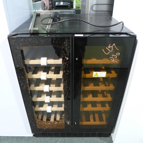 3116 - Viceroy 60cm Undercounter 2-Door Wine Cooler - Broken Glass (one door) - Model: WRWC60DDBKED H870xW5... 