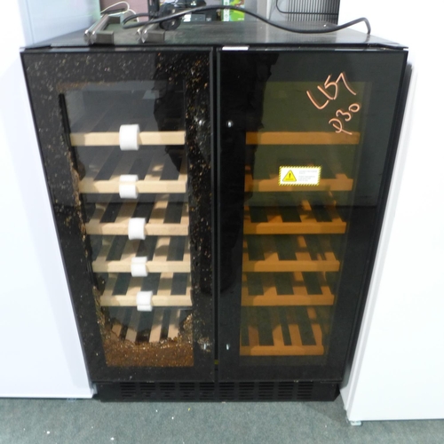 3116 - Viceroy 60cm Undercounter 2-Door Wine Cooler - Broken Glass (one door) - Model: WRWC60DDBKED H870xW5... 