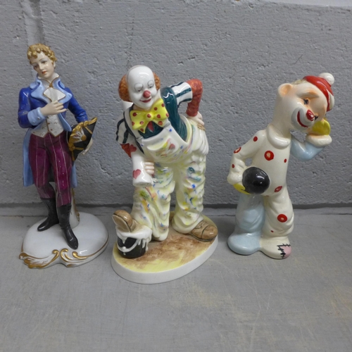 1182 - Three Coalport figures including two clowns, a Neapolitan figure and three other figures **PLEASE NO... 