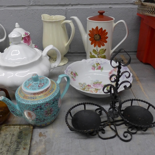 1186 - A Victorian style tea set, two teapots, vases, glass, etc. **PLEASE NOTE THIS LOT IS NOT ELIGIBLE FO... 