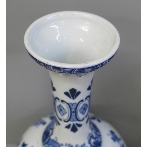 604 - A Delft vase, a blue and white oriental vase and two other items