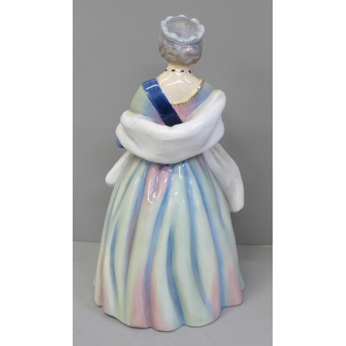 608 - A Royal Doulton limited edition figure, Queen Elizabeth The Queen Mother, one finger tip missing and... 