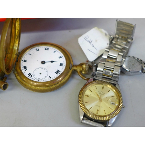 637 - A collection of pocket watch and wristwatch movements and cases, for spares/repair