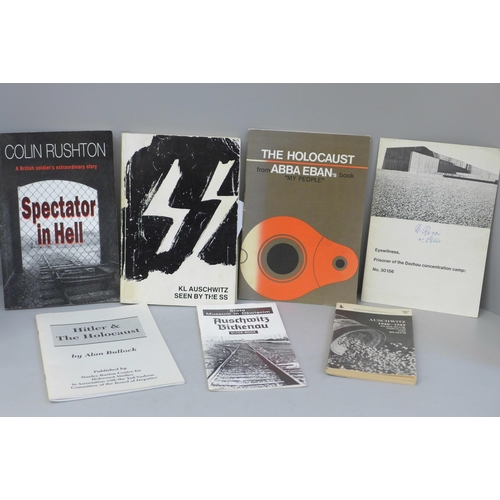 643 - A collection of ephemera relating to Auschwitz, two novels and other booklets