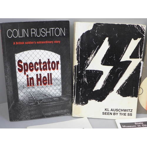 643 - A collection of ephemera relating to Auschwitz, two novels and other booklets