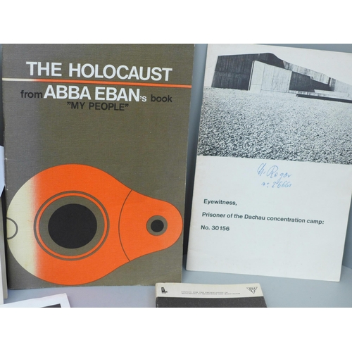 643 - A collection of ephemera relating to Auschwitz, two novels and other booklets