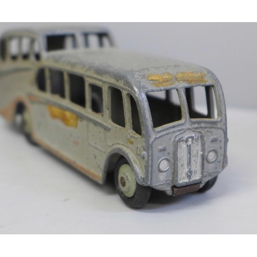 646 - Four vintage buses, Dinky Supertoys Wayne Bus, two Dinky Toys Routemaster buses, and a Dinky Toys Ob... 