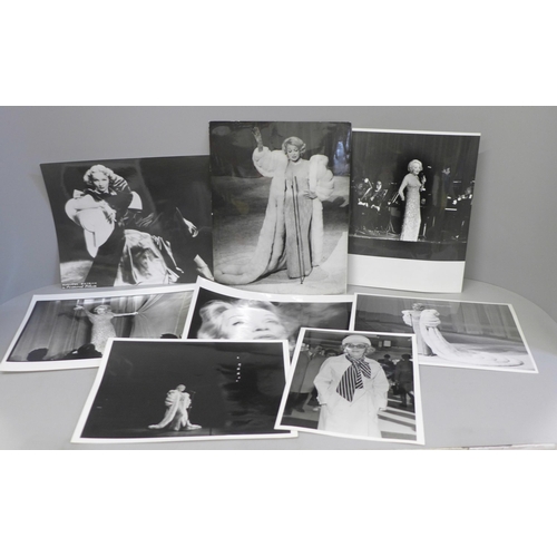 647 - Eight press photographs of Marlene Dietrich