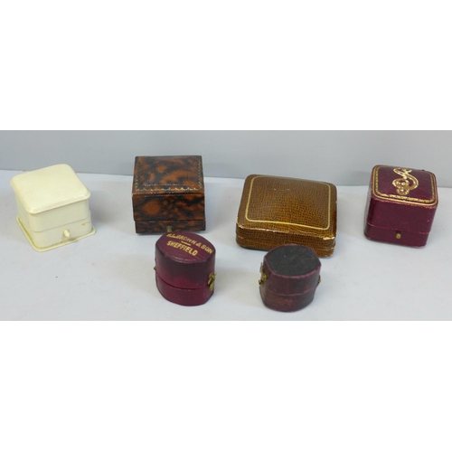 653 - Six antique ring and jewellery boxes