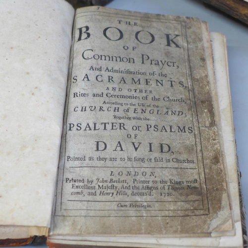 660 - Four volumes; Sermons on Several Occasions, 1823, The Book of Common Prayer, 1720, The New Testament... 