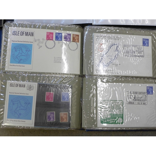 680 - An album of first day covers and some presentation packs, a £5 coin cover, an album of mixed stamps,... 