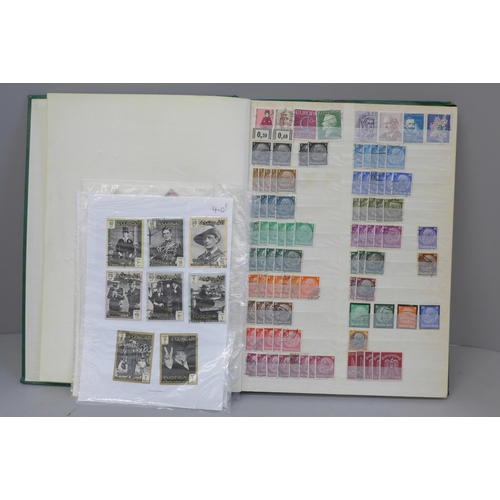 686 - A stamp album contaning German stamps and a small collection of Winston Churchill stamps