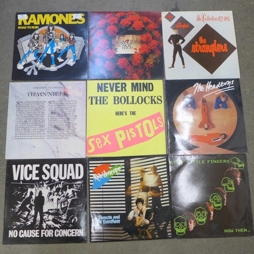 706 - A collection of LP records; fifteen punk and new wave albums including Ramones, Stranglers and Sex P... 