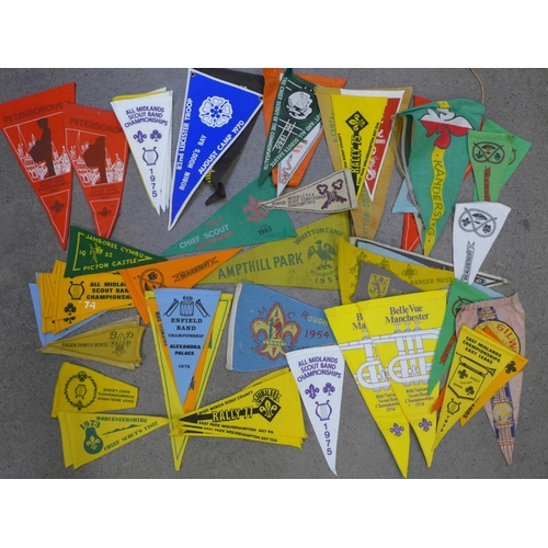 729 - Sixty-one 1950s, 60s and 70s Boy Scouts pennants