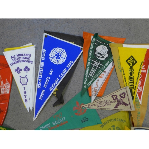 729 - Sixty-one 1950s, 60s and 70s Boy Scouts pennants