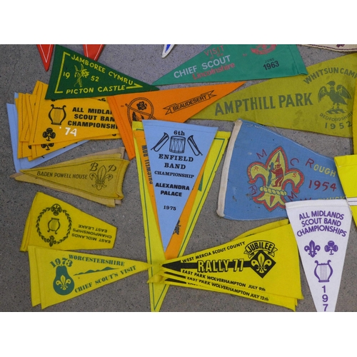 729 - Sixty-one 1950s, 60s and 70s Boy Scouts pennants