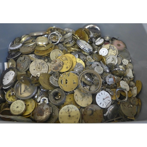 733 - A large collection of pocket watch and wristwatch movement parts for spares/repair