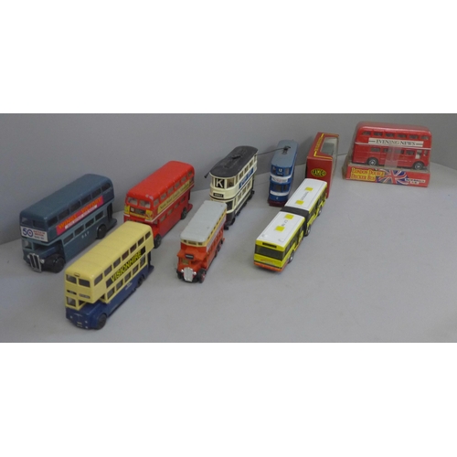 744 - A collection of Days Gone and other die-cast model buses and trams, approximately thirty