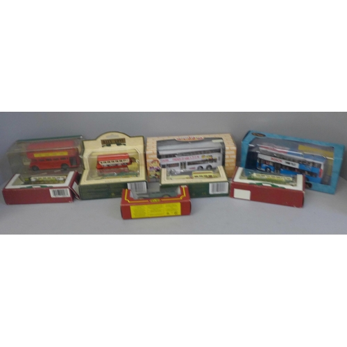 744 - A collection of Days Gone and other die-cast model buses and trams, approximately thirty