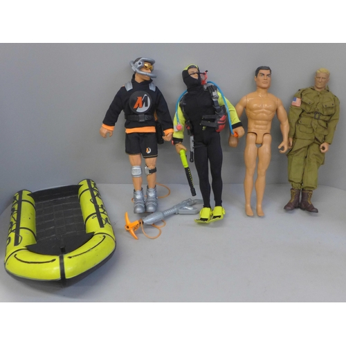 752 - A collection of modern Action Man figures with some vintage Action Man clothing, etc.