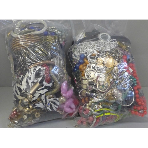 755 - Two bags of costume jewellery