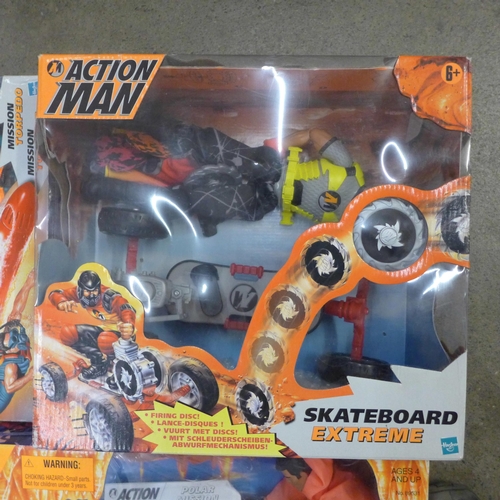 764 - Three boxed Action Man sets, Polar Mission, Skateboard Extreme and Mission Torpedo