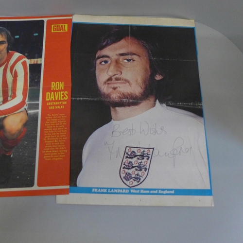 770 - A collection of 1960s signed magazine photographs of footballers and a collection of 1998 football c... 