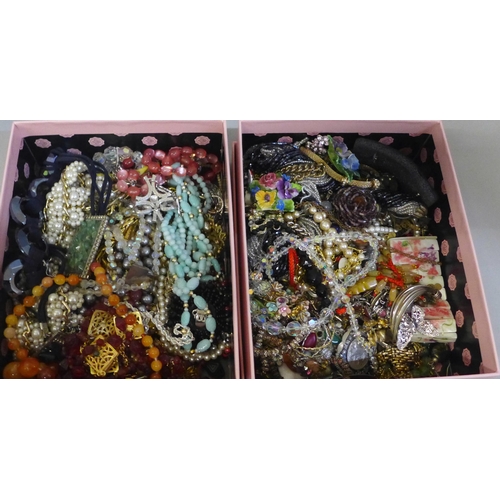 781 - Two boxes of costume jewellery