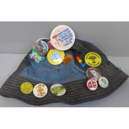 787 - Four hats with Scout/Girl Guide and other badges