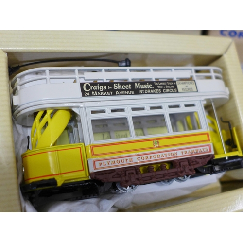 796 - A collection of Corgi Public Transport die-cast trams and buses, all boxed (9)