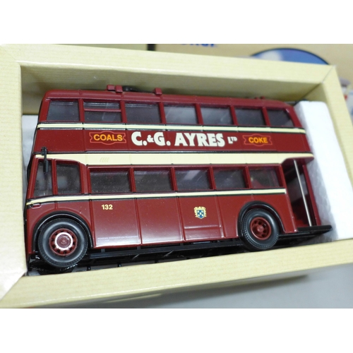 796 - A collection of Corgi Public Transport die-cast trams and buses, all boxed (9)