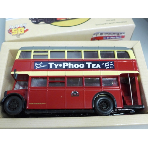 796 - A collection of Corgi Public Transport die-cast trams and buses, all boxed (9)