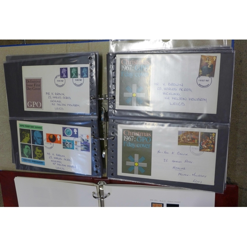 797 - A collection of first day covers in album, an empty stamp album and an album containing British and ... 