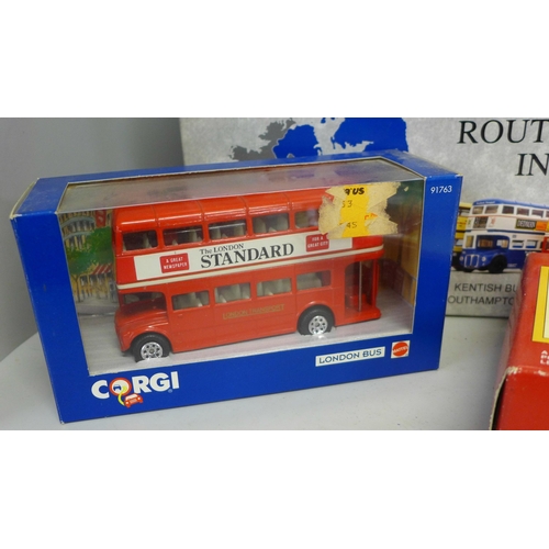 798 - Twelve Corgi die-cast model buses, boxed, including The Devon Bus Set