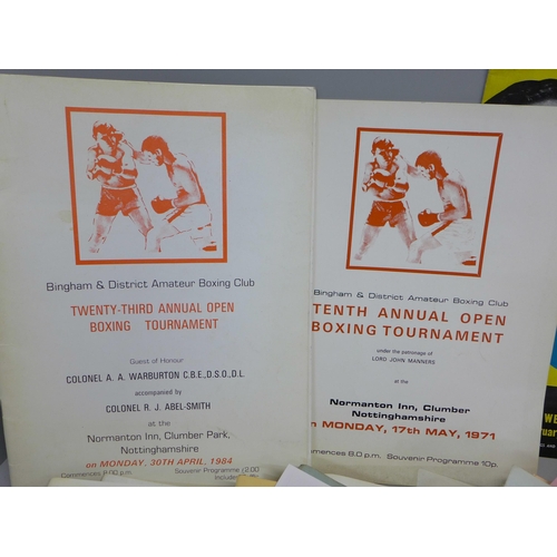 809 - A collection of 1960s Nottingham boxing programmes, photographs and other memorabilia