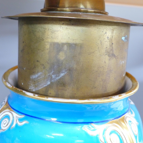 811 - A pair of Minton table lamp bases, converted to electricity, both a/f