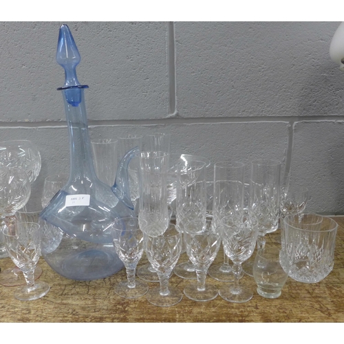 836 - A collection of crystal and glass including Edinburgh Crystal, a set of hock glasses with coloured s... 