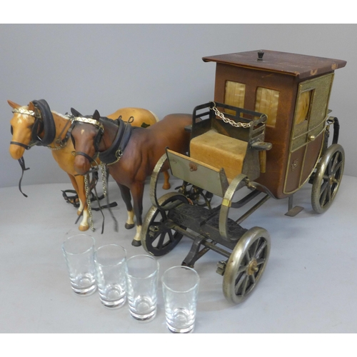 839 - Two Beswick horses and carriage cocktail decanter