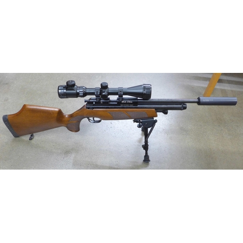 841 - A BSA Ultra .22 air rifle, A-Tec silencer and scope with soft case