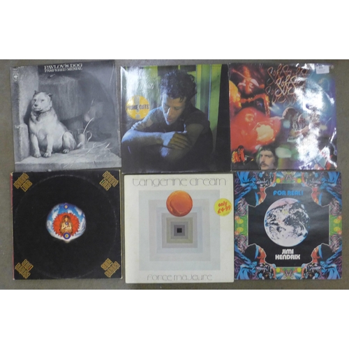 855 - 1970s rock LP records, Soft Machine, Tom Waits, Pavlov's Dog, Jimi Hendrix, Tangerine Dream and Sant... 