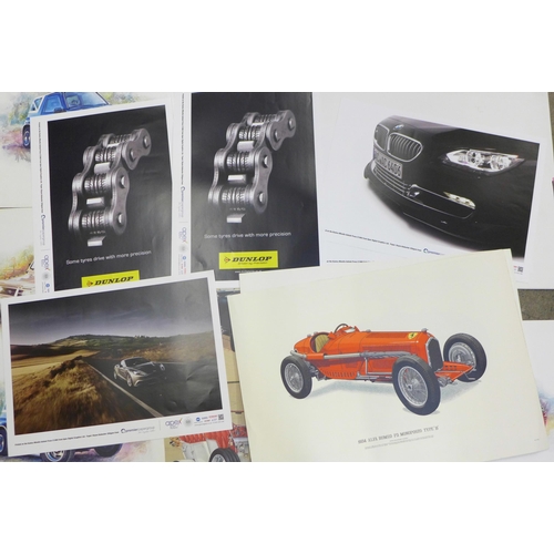 870A - A collection of fifteen Automobilia prints/lithographs/advertising posters (approx. 70cm x 45cm)